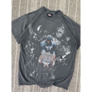 Capitan America Shirt Medium Black Super Hero's Y2K Marvel Mad Engine Faded